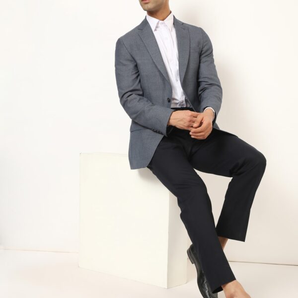 M&S Collection Men's PV BLEND GRINDLE TEXTURED BLAZER - 42SHT - Denim Mix, Denim Mix