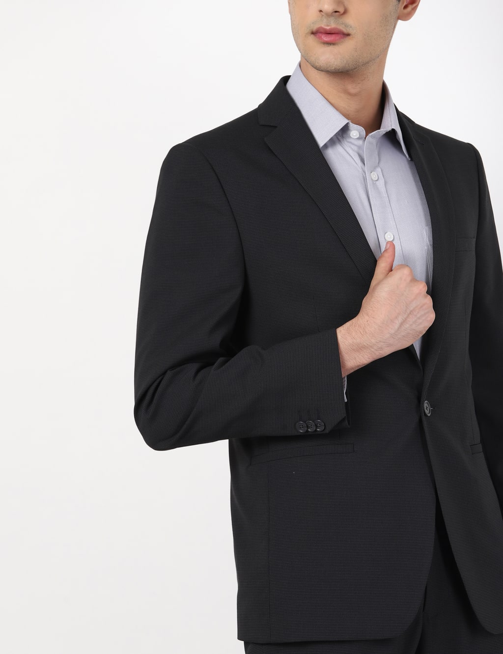M&S Collection Men's PUPPYTOOTH SUIT - 36REG - Black, Black
