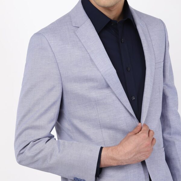 Limited Edition Men's PV Linen Textured Suit - 36LNG - Light Blue, Light Blue