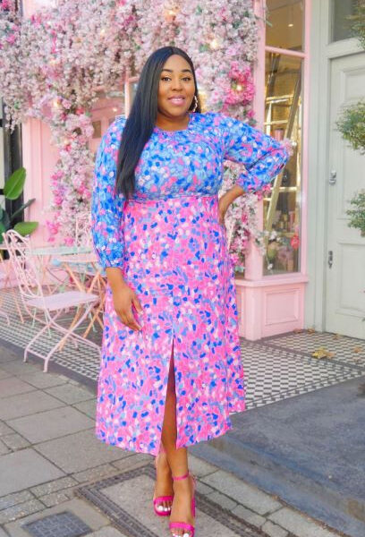 Closet London Curves Pink Gathered Neck Midi Dress