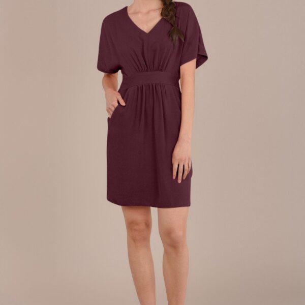 Closet London Petite  Plum Wine Tie Waist Tulip Dress