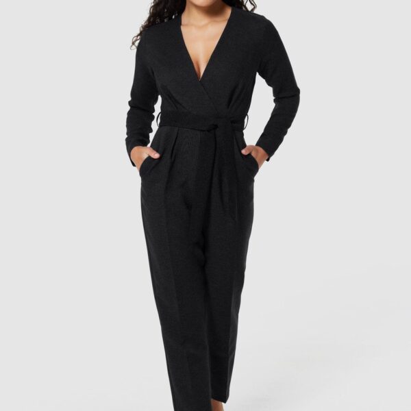 Closet London Petite Black  Cross Over Jumpsuit