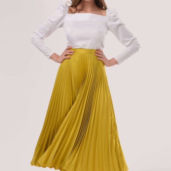 Closet London Yellow Pleated Midi Skirt