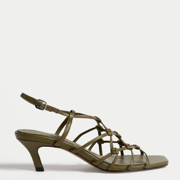 Autograph Women's Leather Strappy Stiletto Heel Sandals - 6 - Olive, Black,Olive