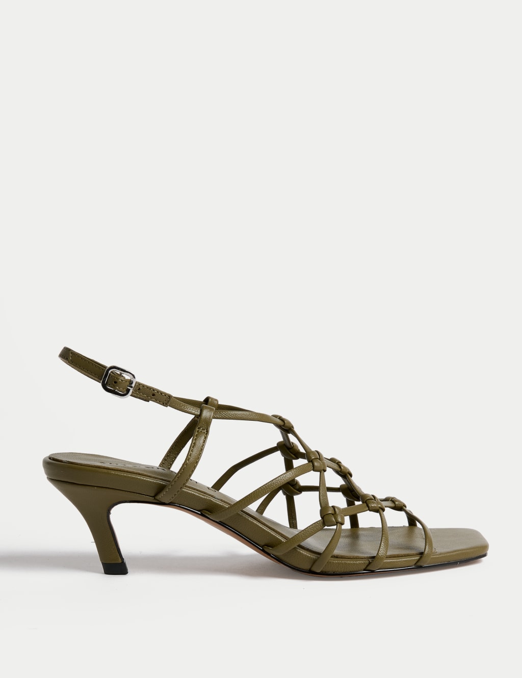 Autograph Women's Leather Strappy Stiletto Heel Sandals - 6 - Olive, Black,Olive