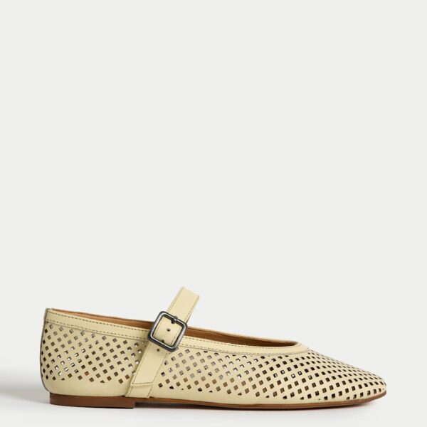 Autograph Women's Leather Flat Ballet Pumps - 6 - Yellow, White,Yellow