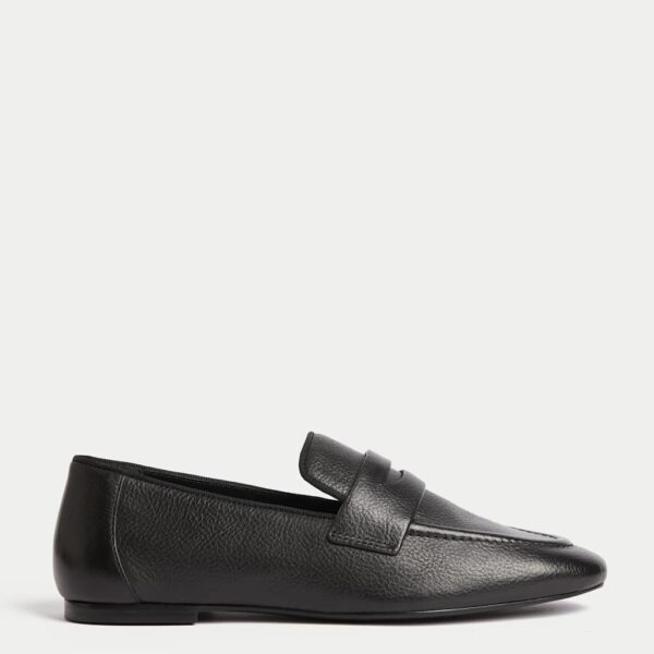Autograph Women's Leather Slip On Flat Loafers - 6 - Black, Black