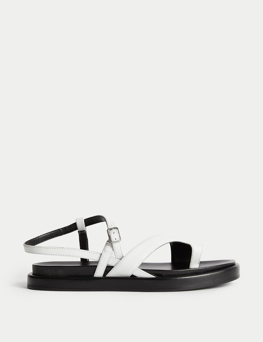 Autograph Women's Leather Buckle Strappy Sandals - 6 - White, White,Silver