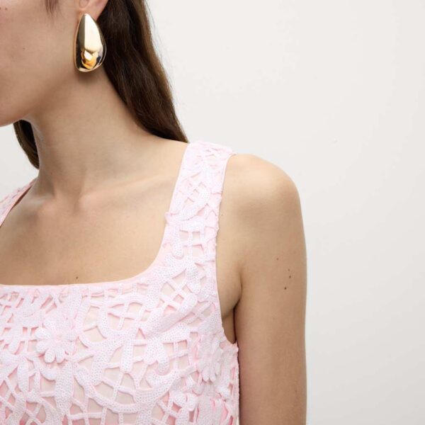M&S Collection Women's Square Neck Cutwork Crop Top - 10REG - Pale Pink, Pale Pink