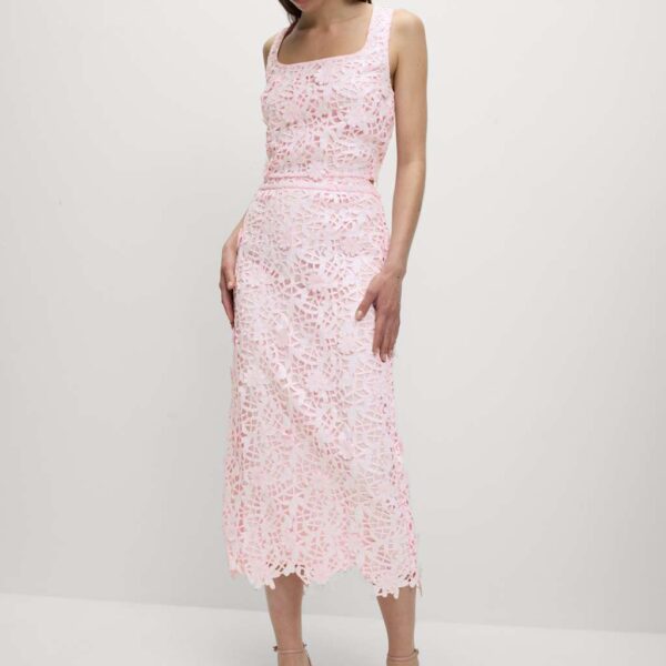 M&S Collection Women's Embellished Cutwork Midaxi Column Skirt - 10REG - Pale Pink, Pale Pink