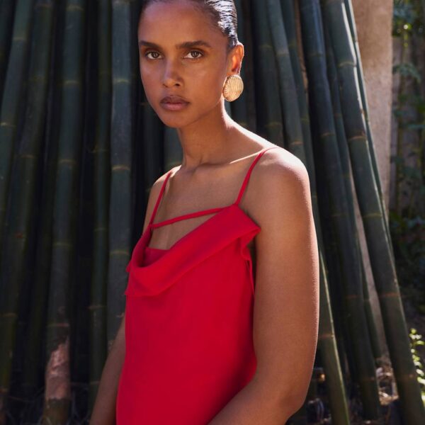 M&S Collection Women's Cowl Neck Midaxi Slip Dress - 10REG - Tomato, Tomato