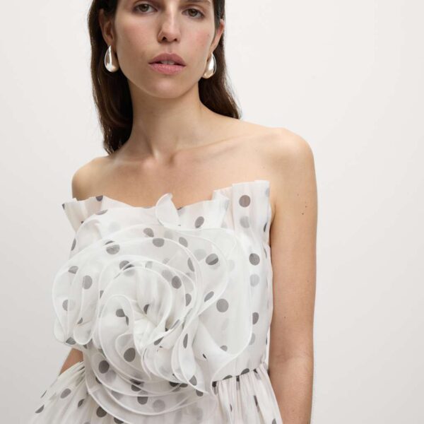 M&S Collection Women's Organza Spot Print Bardot Top - 12REG - White Mix, White Mix