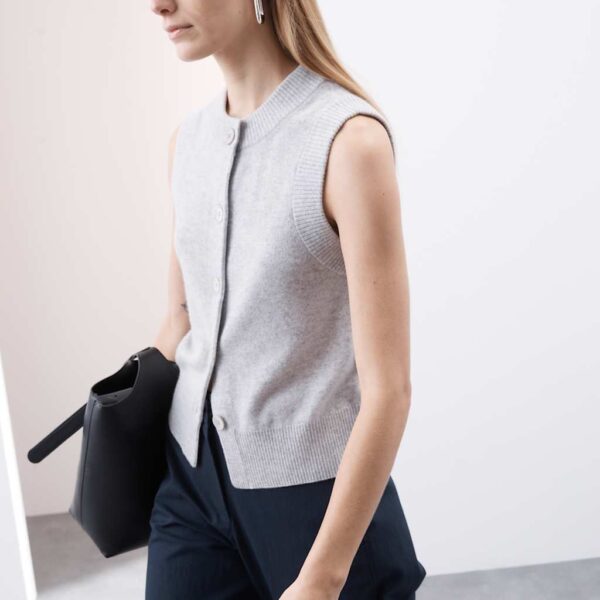 Autograph Women's Pure Cashmere Button Through Knitted Vest - 16 - Light Grey, Light Grey,Black,Tomato