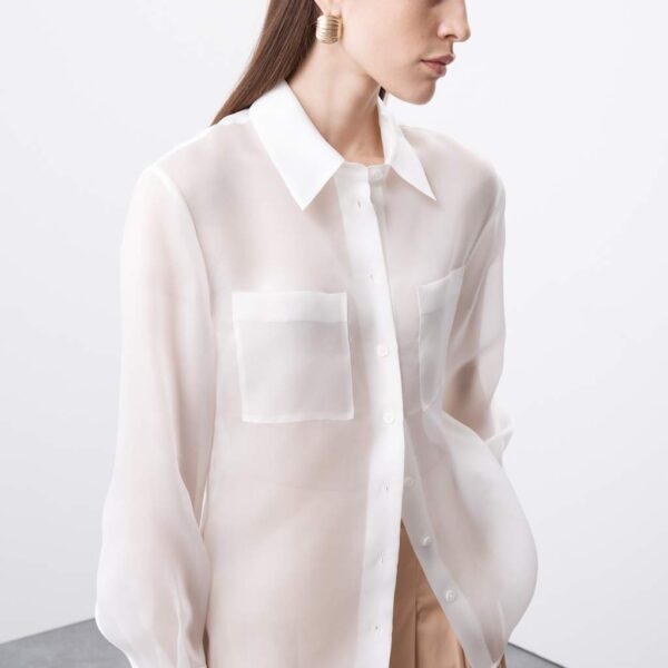 Autograph Women's Pure Silk Organza Shirt - 14 - Soft White, Soft White