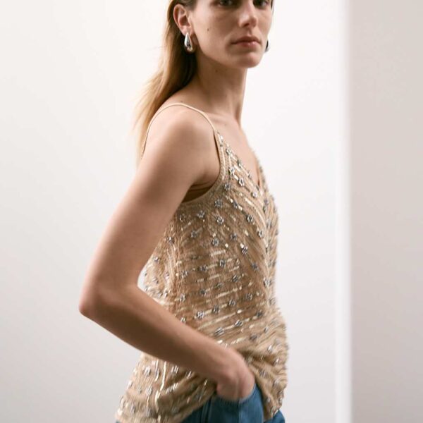 Autograph Women's Floral Embellished Cami Top - 12 - Medium Peach, Medium Peach