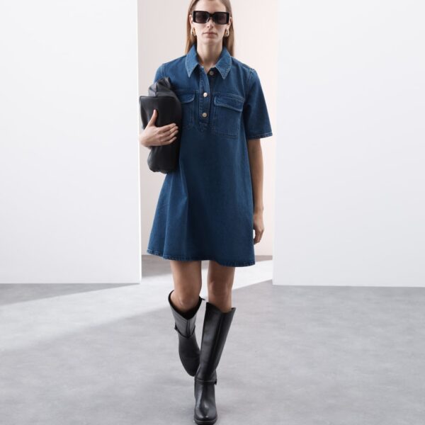 Autograph Women's Pure Cotton Mini Shirt Dress - 6 - Indigo, Indigo