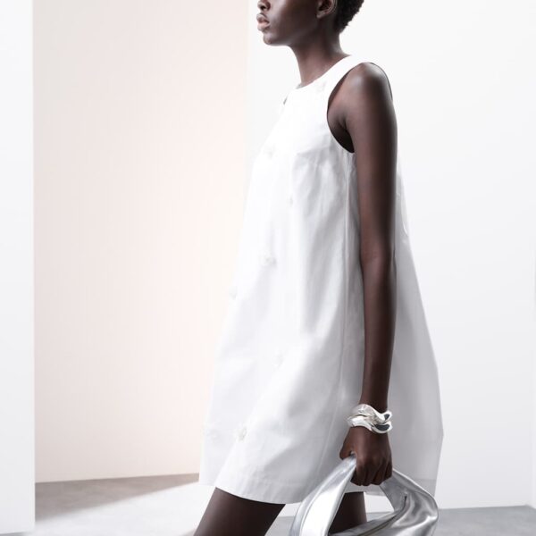 Autograph Women's Pure Cotton Embellished Mini Shift Dress - 14 - Soft White, Soft White