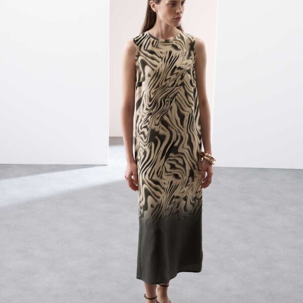 Autograph Women's Animal Print Round Neck Midi Column Dress - 14 - Brown Mix, Brown Mix