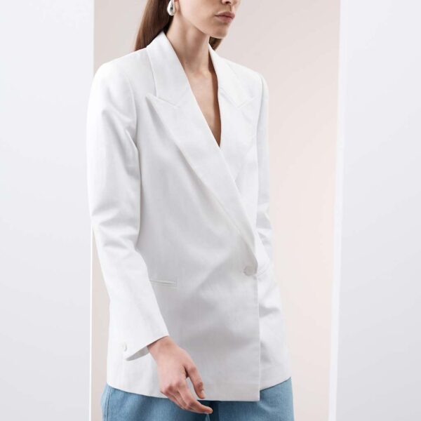 Autograph Women's Linen Blend Single Breasted Blazer - 12 - Soft White, Soft White