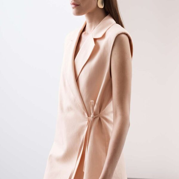 Autograph Women's Linen Blend Tie Fastening Waistcoat - 12 - Peach, Peach
