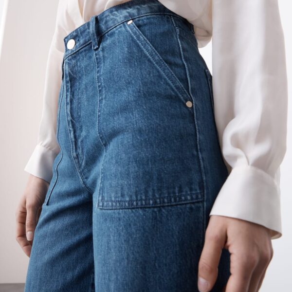 Autograph Women's High Waisted Straight Leg Carpenter Jean - 14REG - Light Indigo, Bright Indigo,Light Indigo