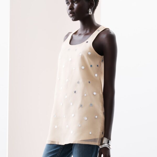 Autograph Women's Mirror Embellished Sleeveless Longline Top - 12 - Neutral, Neutral