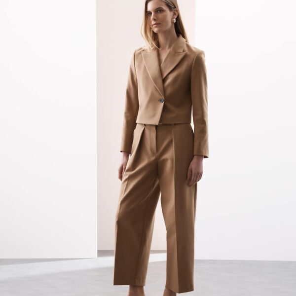 Autograph Women's Barrel Leg Trousers with Wool - 14 - Butterscotch, Butterscotch