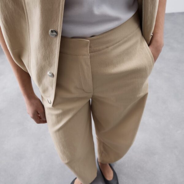 Autograph Women's Cotton Blend Barrel Leg Trousers - 14 - Stone, Stone