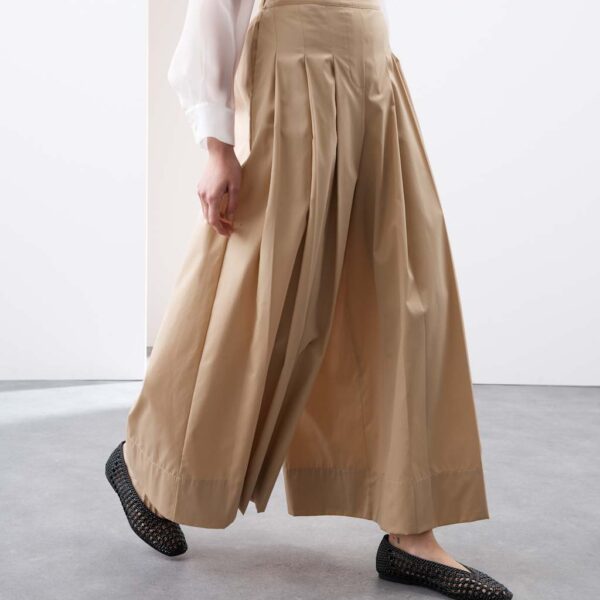 Autograph Women's Pleat Front Super Wide Leg Trousers - 12 - Hessian, Hessian