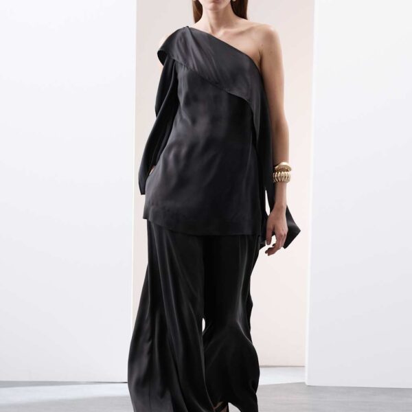 Autograph Women's Cupro Rich Wide Leg Palazzo Trousers - 14 - Carbon, Carbon