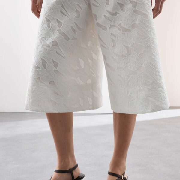Autograph Women's Pure Cotton Broderie Detail Wide Leg Culottes - 10 - Soft White, Soft White