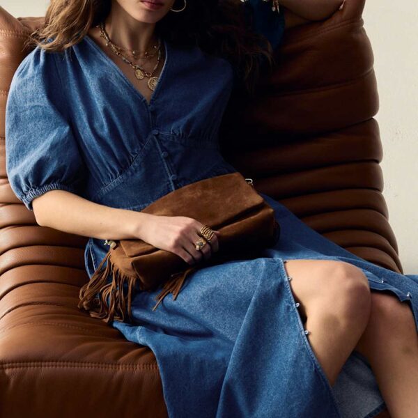 Per Una Women's Denim V-Neck Button Through Midi Waisted Dress - 14REG - Dark Indigo, Dark Indigo