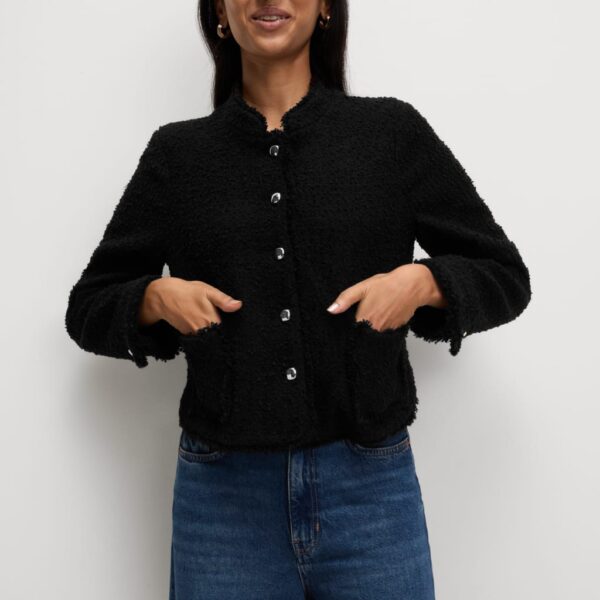 M&S Collection Women's Textured Jacket with Wool - 14 - Black, Black