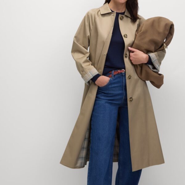 M&S Collection Women's Cotton Rich Stormwear™ Longline Car Coat - 14REG - Natural Beige, Natural Beige