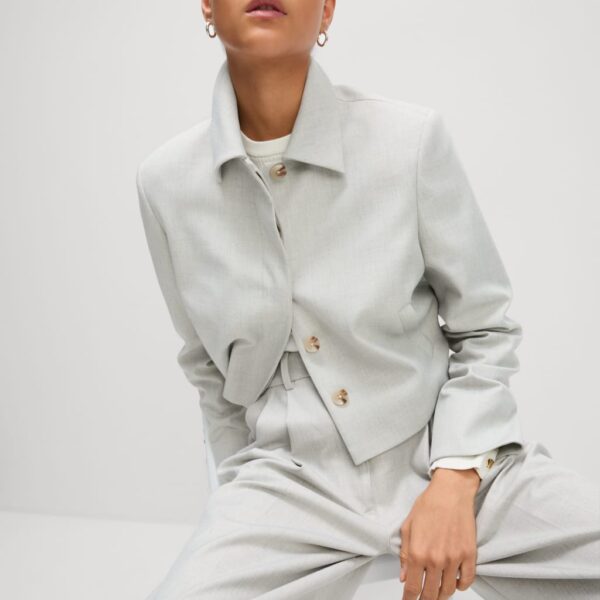 M&S Collection Women's Collared Cropped Jacket - 20 - Light Grey, Light Grey
