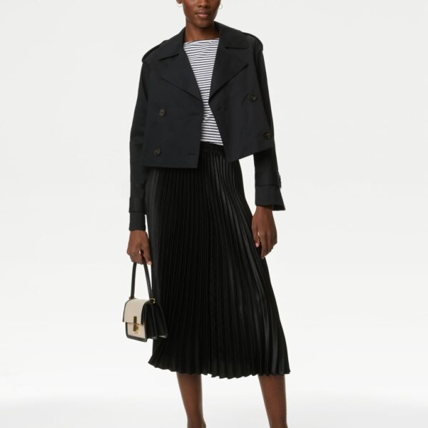M&S Collection Women's Cotton Rich Stormwear™ Short Trench Coat - 8 - Black, Black