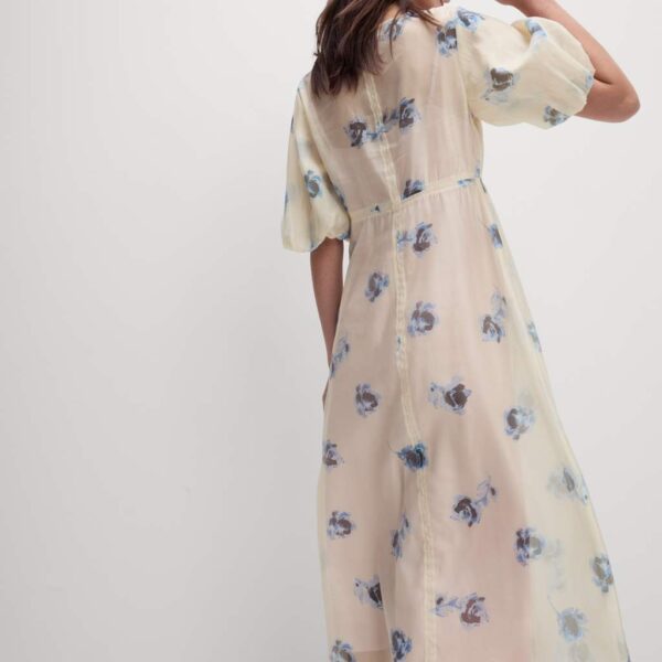 M&S Collection Women's Sheer Printed V-Neck Midi Tea Dress - 10REG - Ivory Mix, Ivory Mix