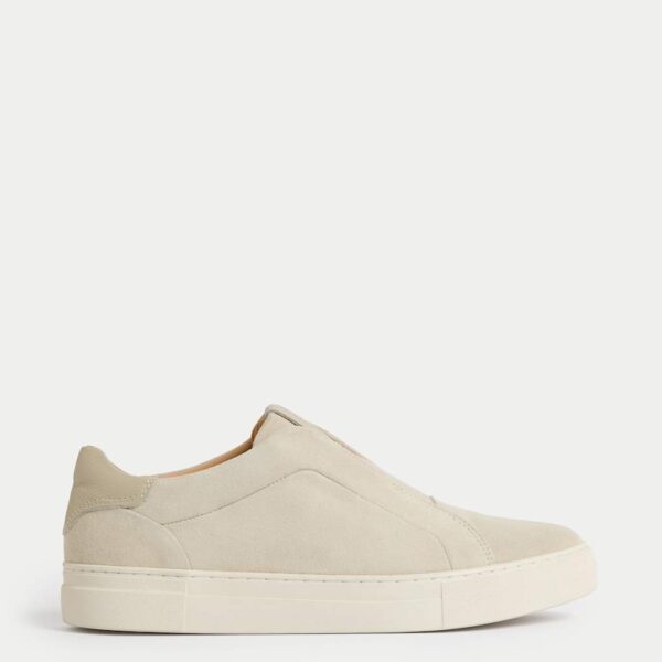 Autograph Men's Suede Slip On Suede Trainers with Freshfeet™ - 9 - Stone, Stone