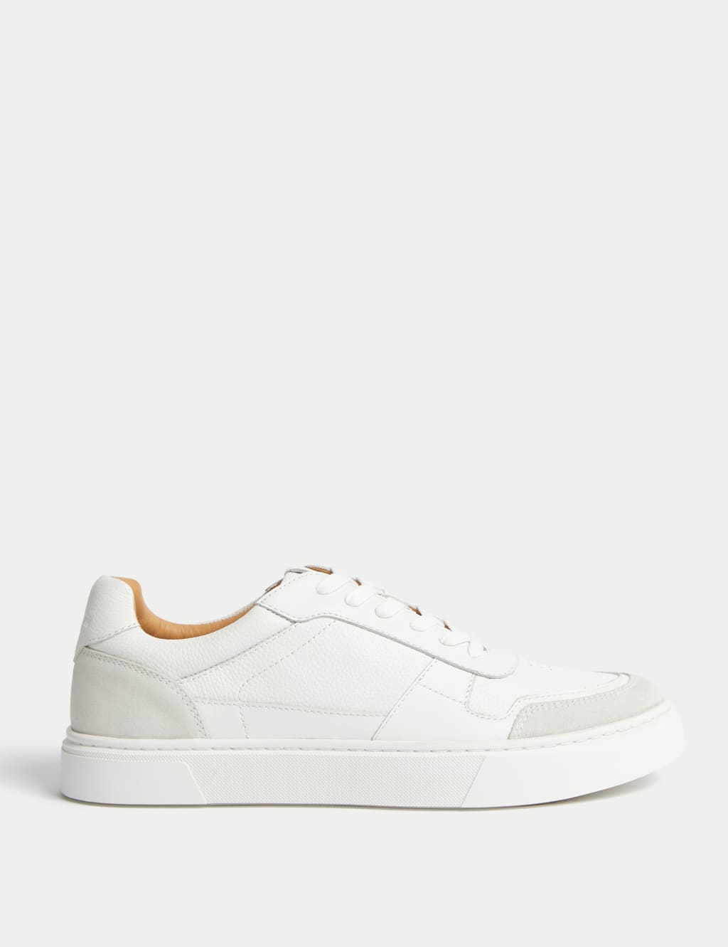 Autograph Men's Leather Lace Up Trainers with Freshfeet™ - 10 - White, Black/Black,Black,White