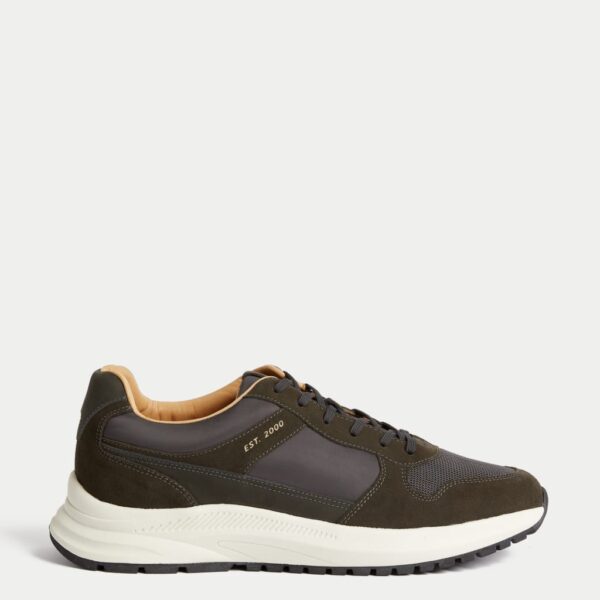 Autograph Men's Suede Lace Up Trainers with Freshfeet™ - 10 - Dark Grey, Navy,Dark Grey