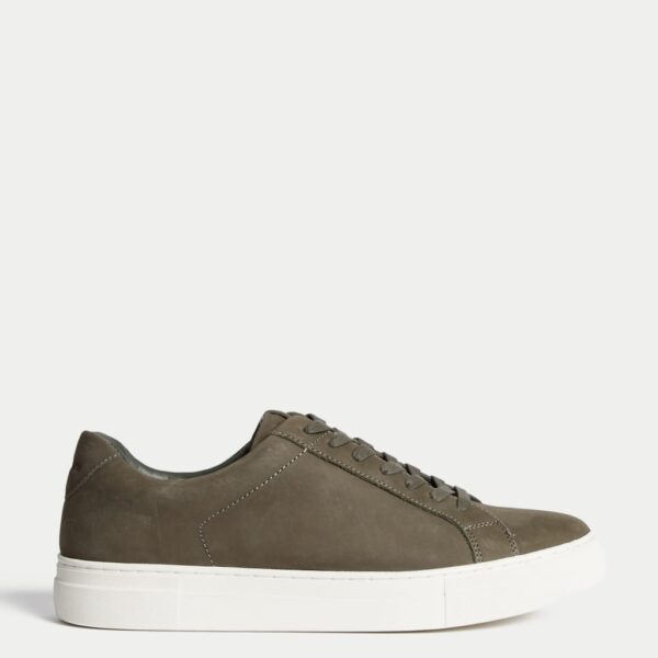 Autograph Men's Nubuck Leather Lace Up Trainers - 7 - Khaki, Khaki