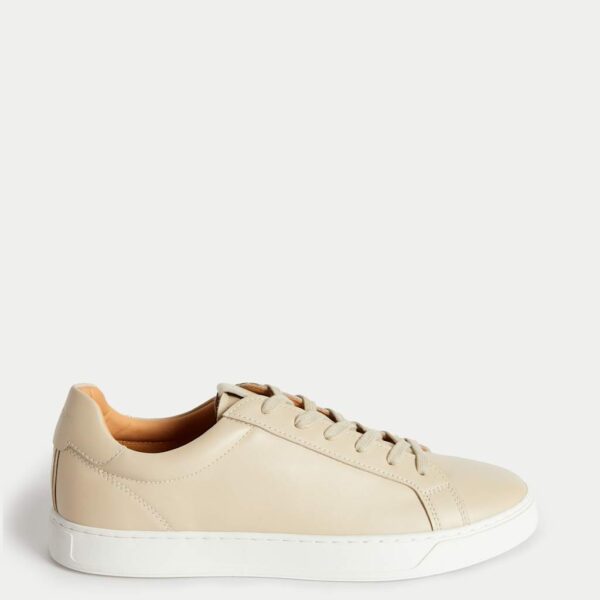 Autograph Men's Leather Lace-Up Trainers - 6 - Stone, Stone,Taupe