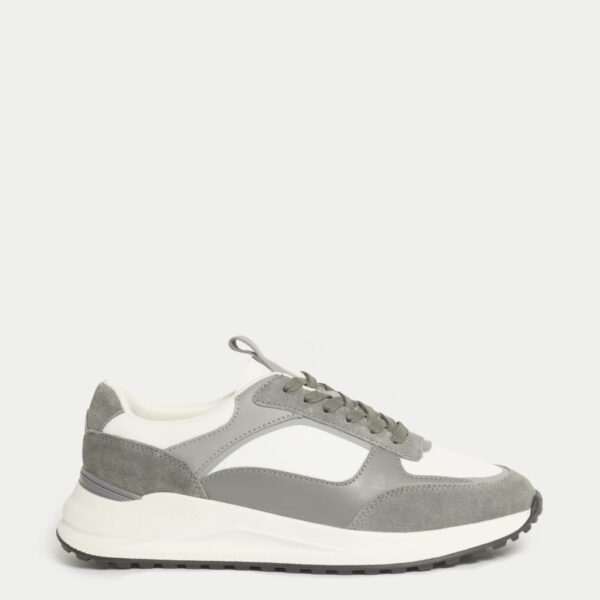 Autograph Men's Lace Up Trainers - 10 - Grey Mix, Grey Mix,Ecru Mix