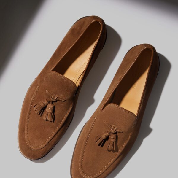 Autograph Men's Suede Loafers - 7 - Tan, Stone,Tan,Navy