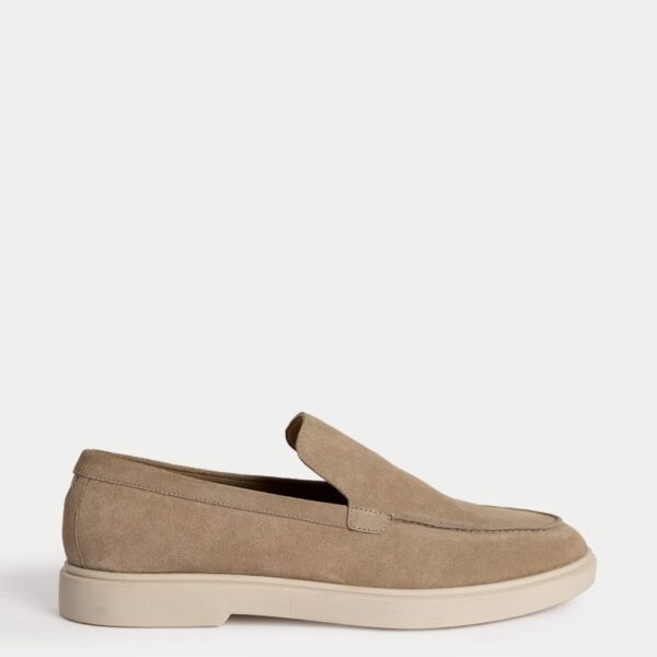 Autograph Men's Suede White Sole Loafers - 8 - Stone, Navy,Stone,Khaki