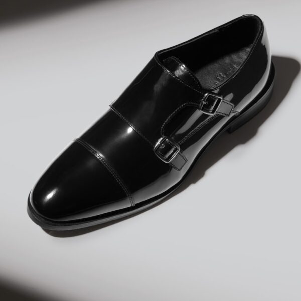 Autograph Men's Leather Double Monk Strap Shoes - 11 - Black, Black