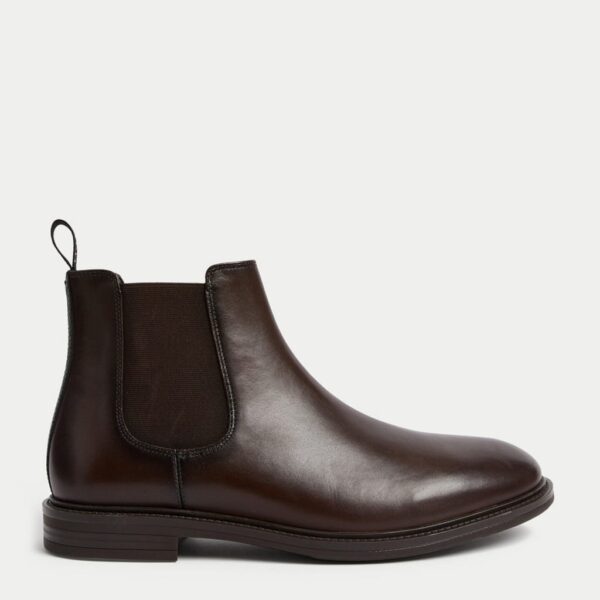 Autograph Men's Leather Pull-On Chelsea Boots - 8 - Dark Brown, Black,Dark Brown