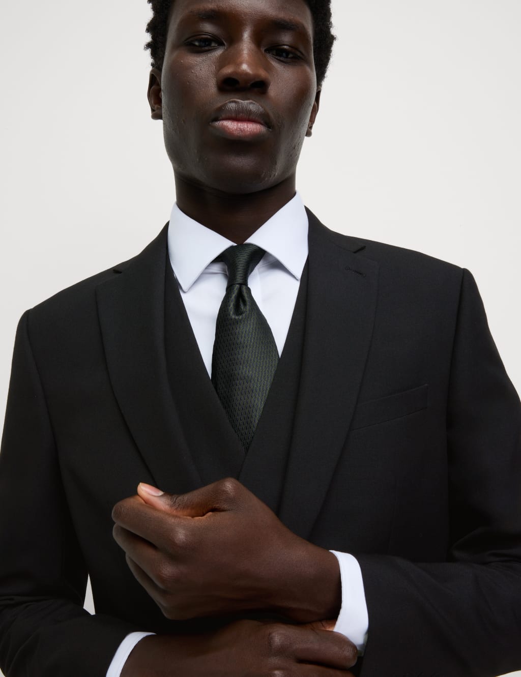 M&S Collection Men's Slim Fit Machine Washable Suit Jacket - 40REG - Black, Black,Navy