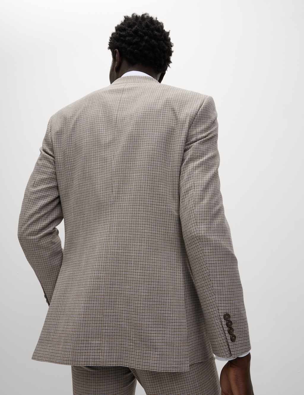 M&S Collection Men's Tailored Fit Grid Check Suit Jacket - 36SHT - Neutral, Neutral