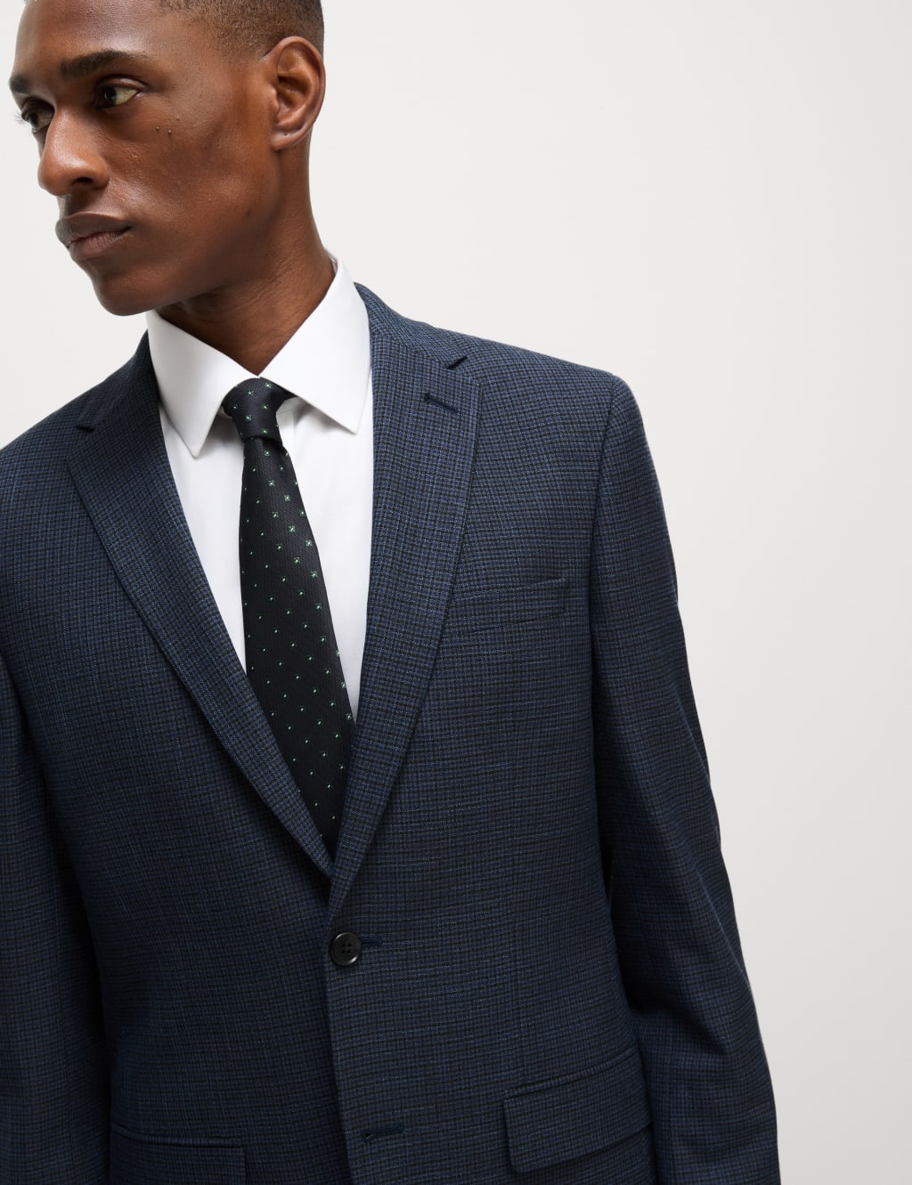 M&S Collection Men's Skinny Fit Check Suit Jacket - 38REG - Navy, Navy
